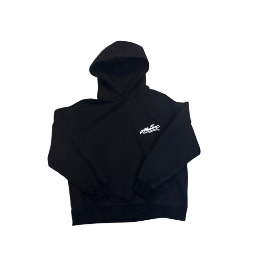 Moninc Black Hoodie With Graphic Text Design Size M